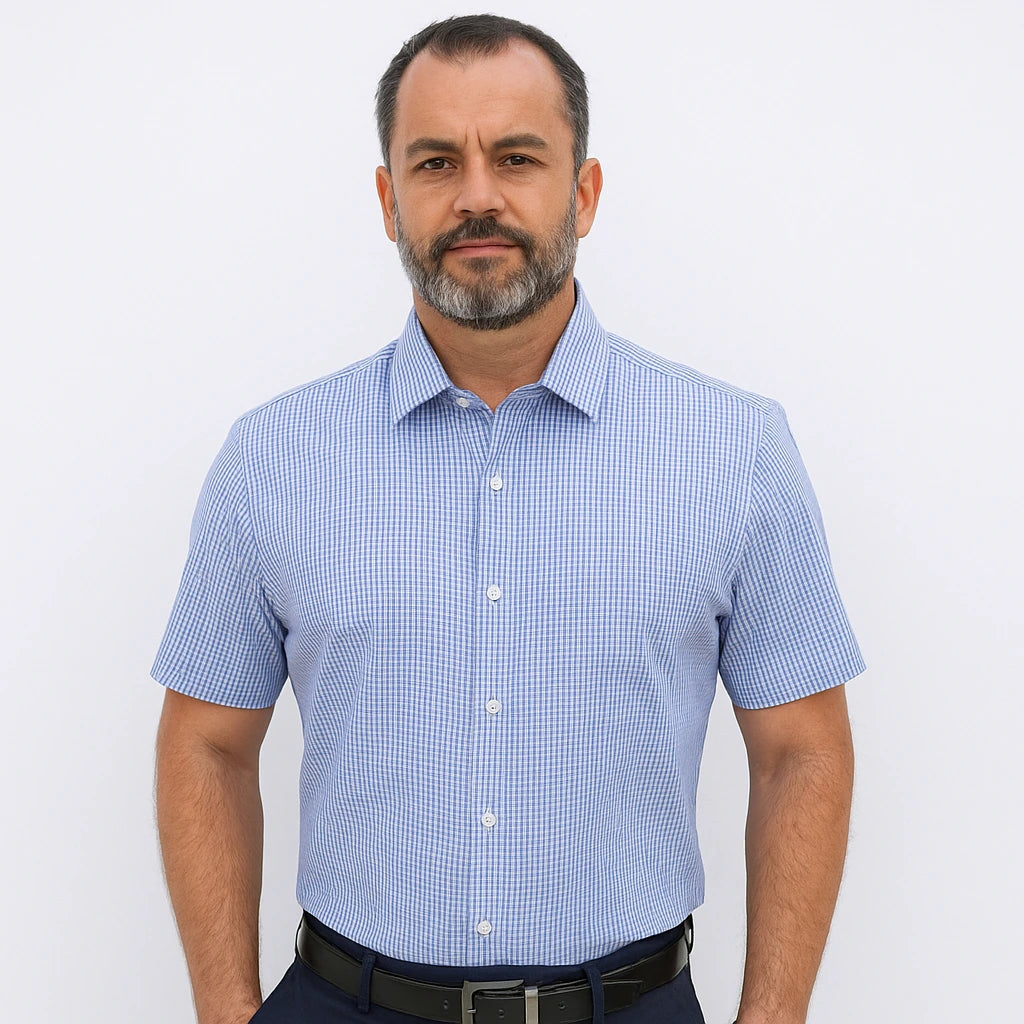 Camisa Cuadros Azul Cielo Mod 9333