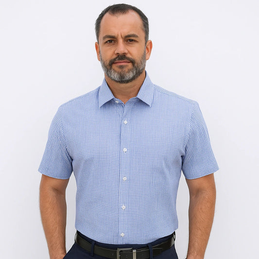 Camisa Cuadros Azul Cielo Mod 9333