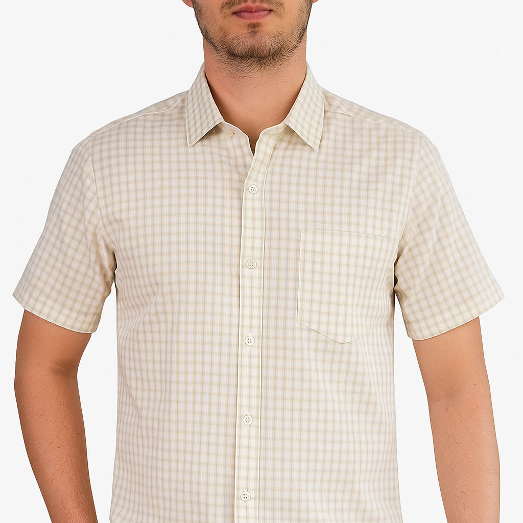 Camisa Cuadros Beige Maiz Mod 9331