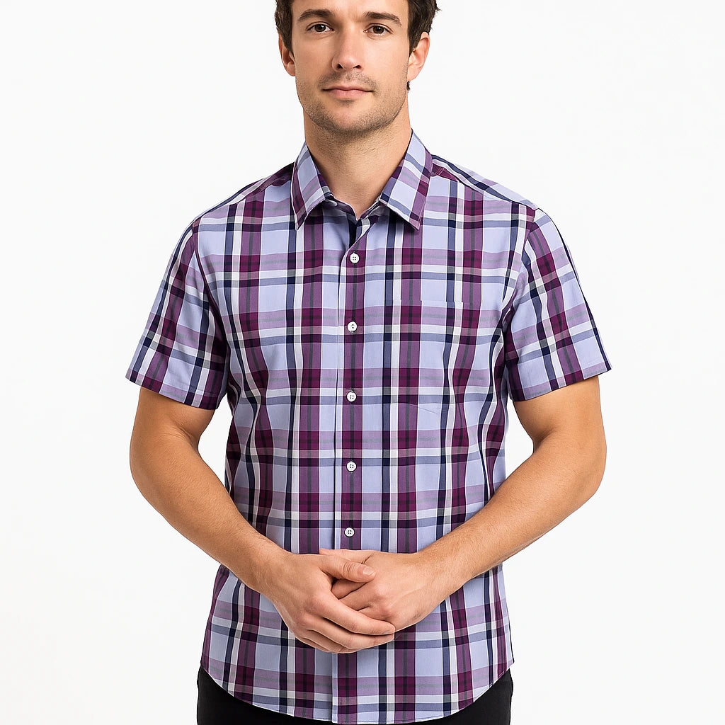 Camisa Cuadros Morado Mod 9338