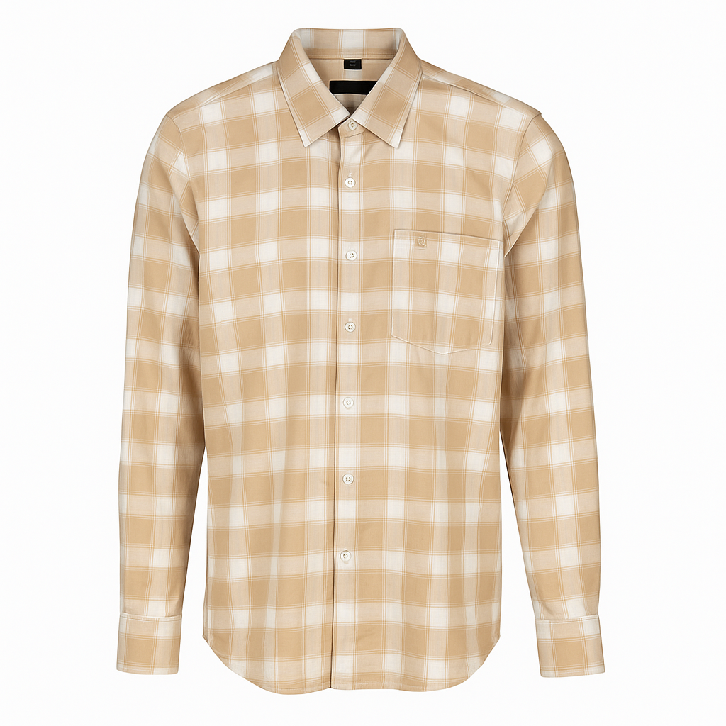 Camisa Cuadros Beige Caramelo Mod 19075