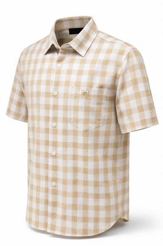 Camisa Cuadros Beige Mod 9323
