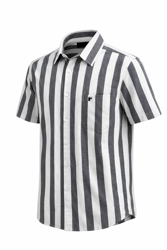 Camisa Rayas Blanco Gris Mod 9352