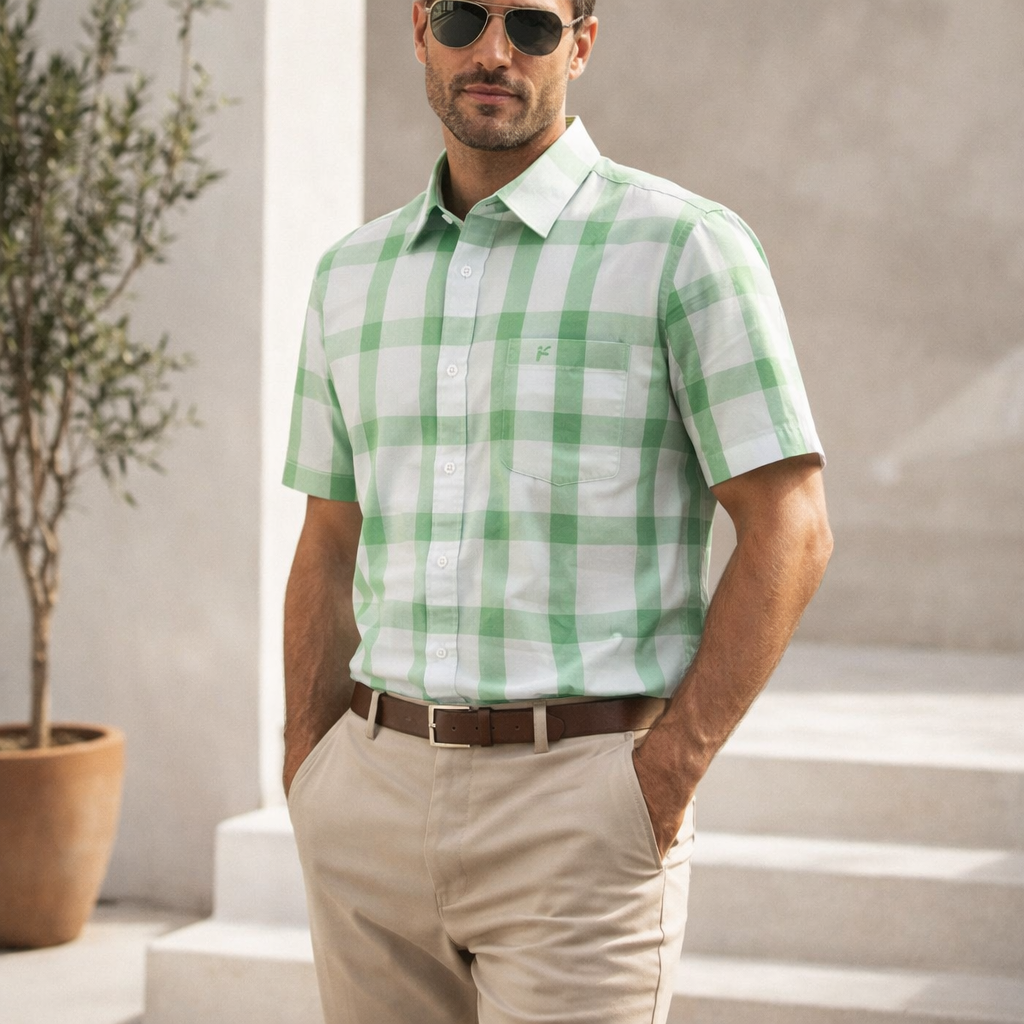 Camisa Cuadros Verde Mod 9354