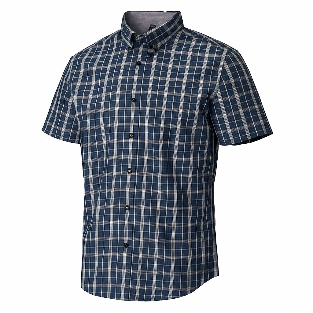 Camisa Cuadros Marino Gris Mod 7149