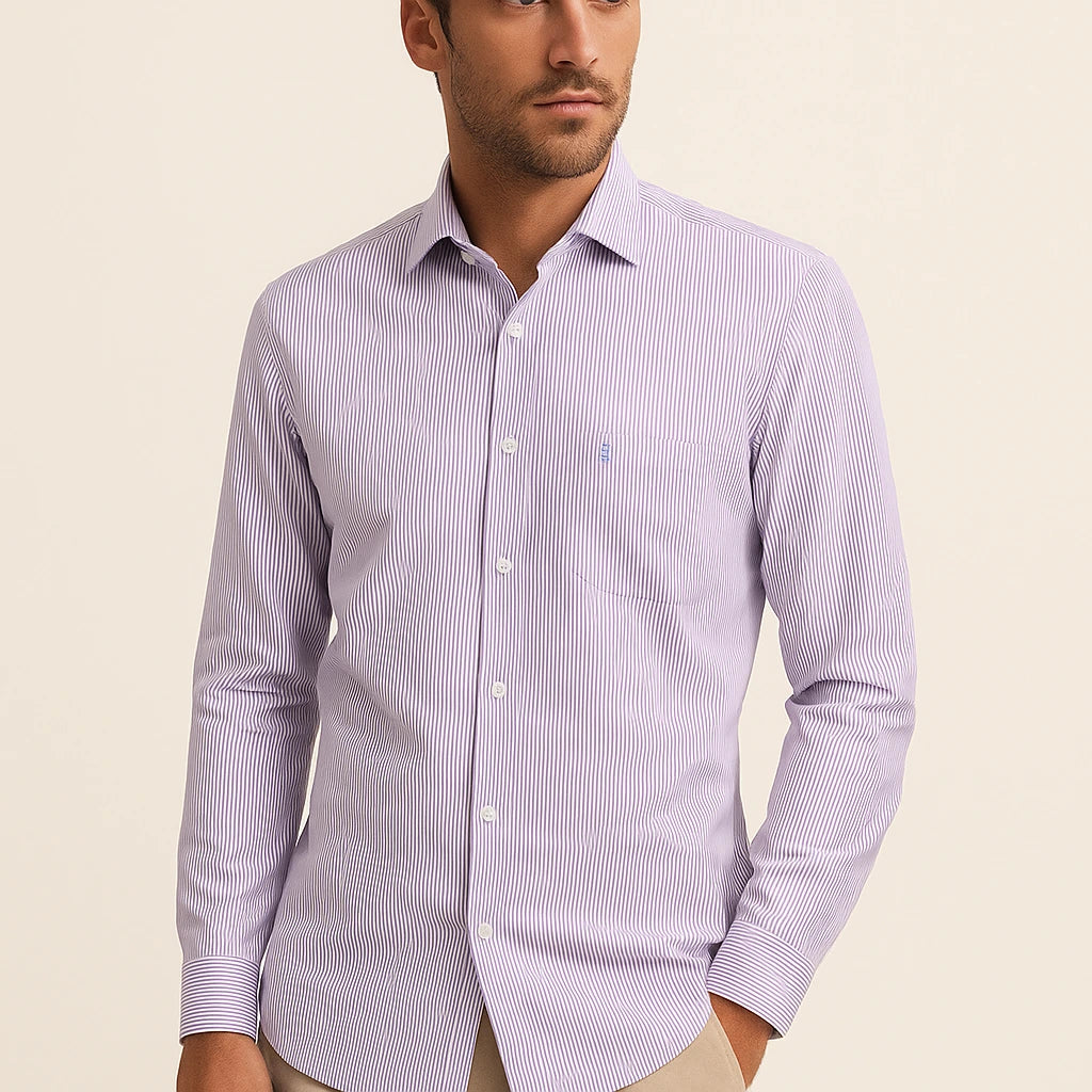Camisa Rayas Manga Larga Lila Mod 7212