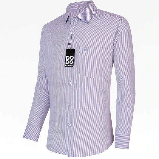 Camisa Rayas Manga Larga Lila Mod 7212